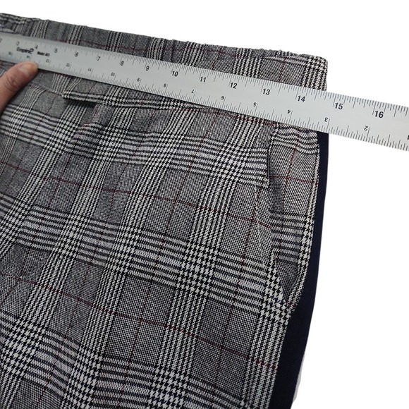 Lulus Plaid Pants straight Leg Side Stripe Elastic Waist Women Medium high rise - Picture 3 of 8